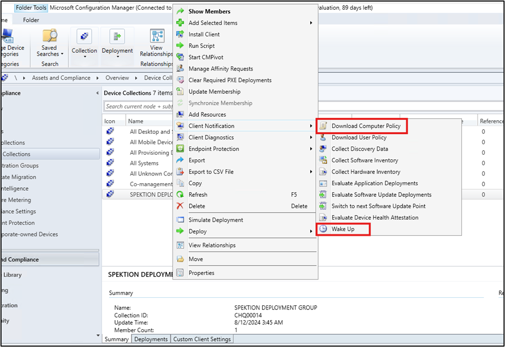 Forcing MECM deployment